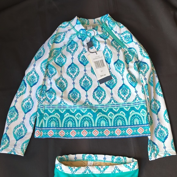 NWT CABANA LIFE GIRLS SWIM SET RASHGUARD 50 + UV PROTECTION Size 2T, 3T & 4T - Picture 6 of 6